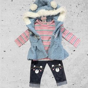 LITTLE LASS PINK AND BLUE STRIPED SET